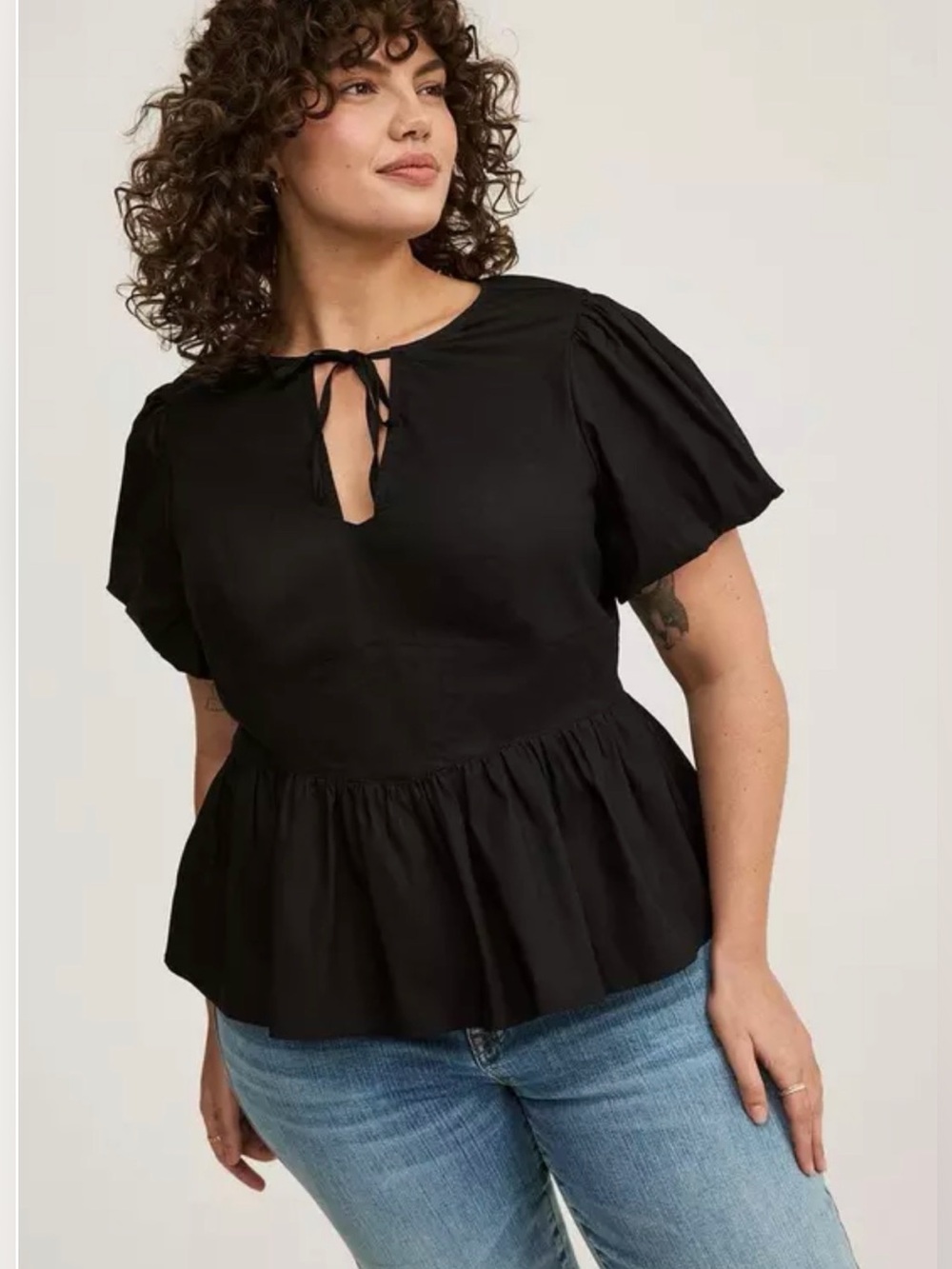 NWT Torrid Peplum Sweetheart Top Size 00 M/L Black